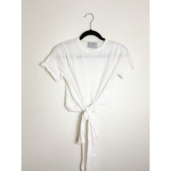 Modern Citizen Jude Cropped Wrap Top Size Small White Crepe Minimalist Chic - Picture 3 of 13